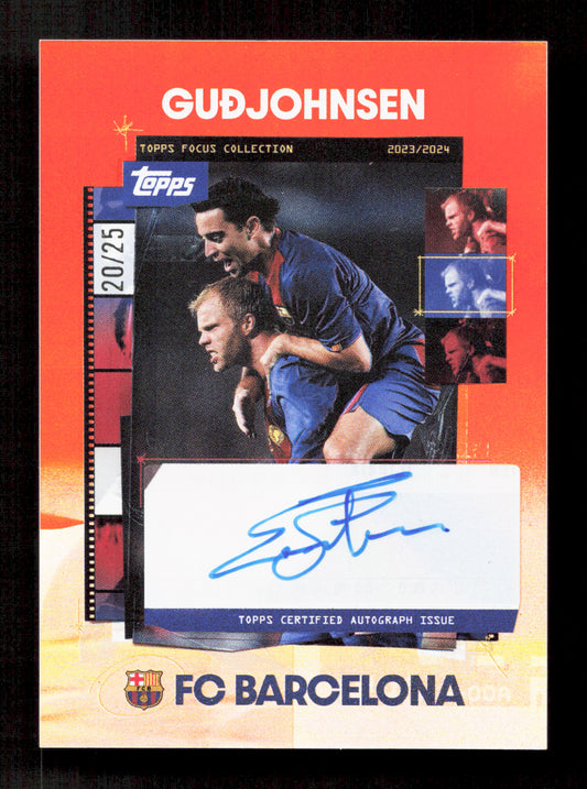 Topps Gudjohnsen Orange Autograph Card /25 Focus FC Barcelona 2024