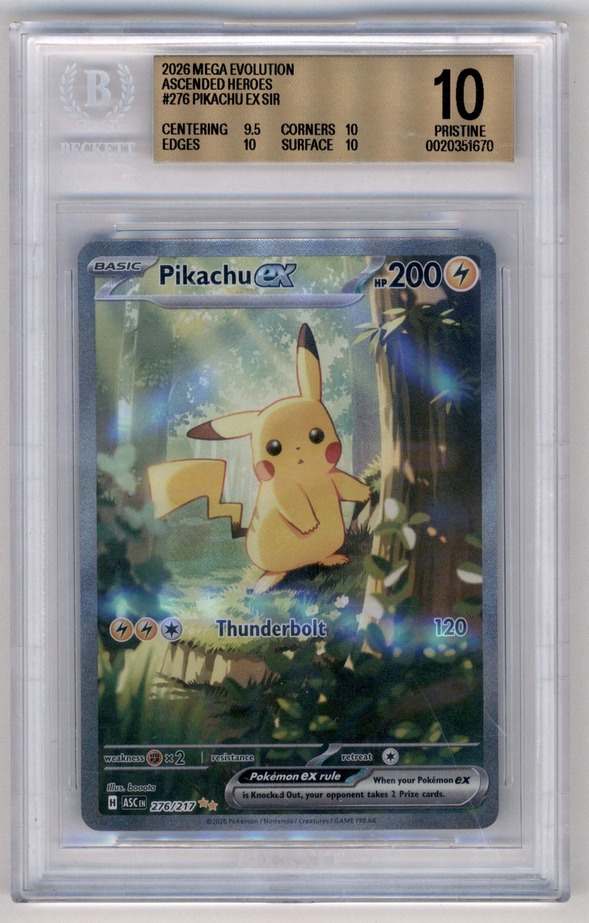 Pokemon Pikachu EX 276/217 Special Illustration Rare 2026 Ascended Heroes Beckett 10