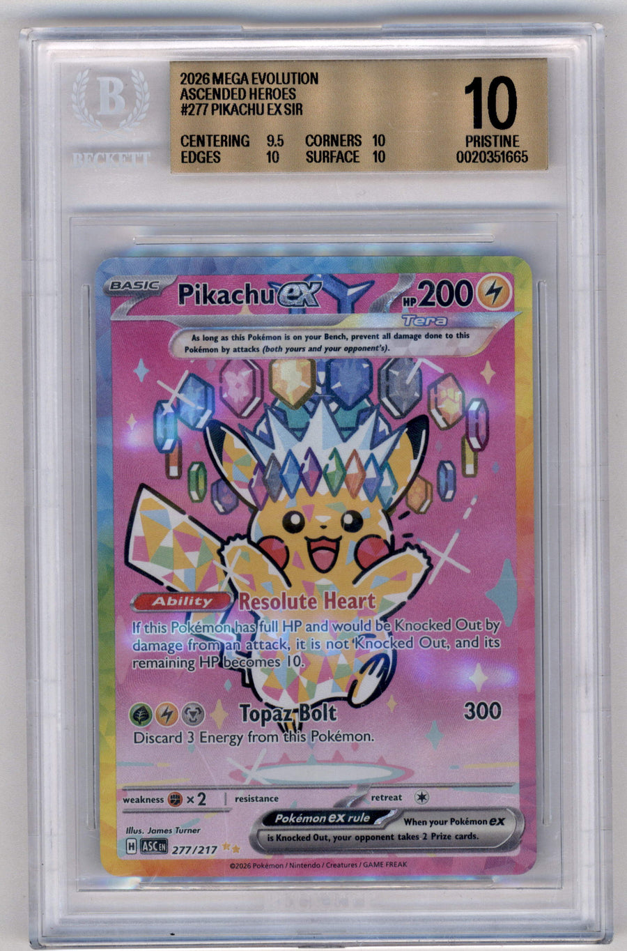 Pokemon Pikachu EX 277/217 Special Illustration Rare 2026 Ascended Heroes Beckett 10
