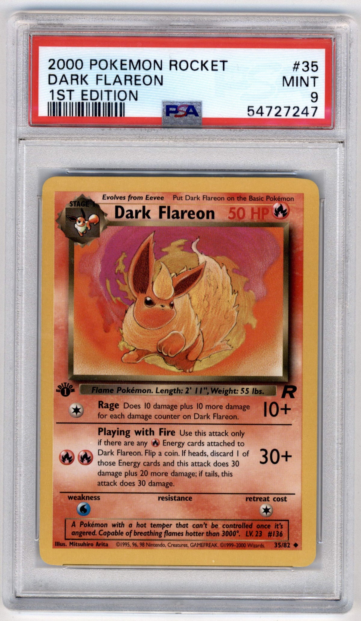 Pokemon Dark Flareon 35/82 1st Edition 2000 Team Rocket PSA 9