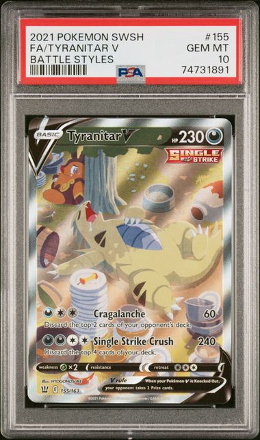 Pokemon Tyranitar V 155/163 Full Art 2021 Battle Styles PSA 10