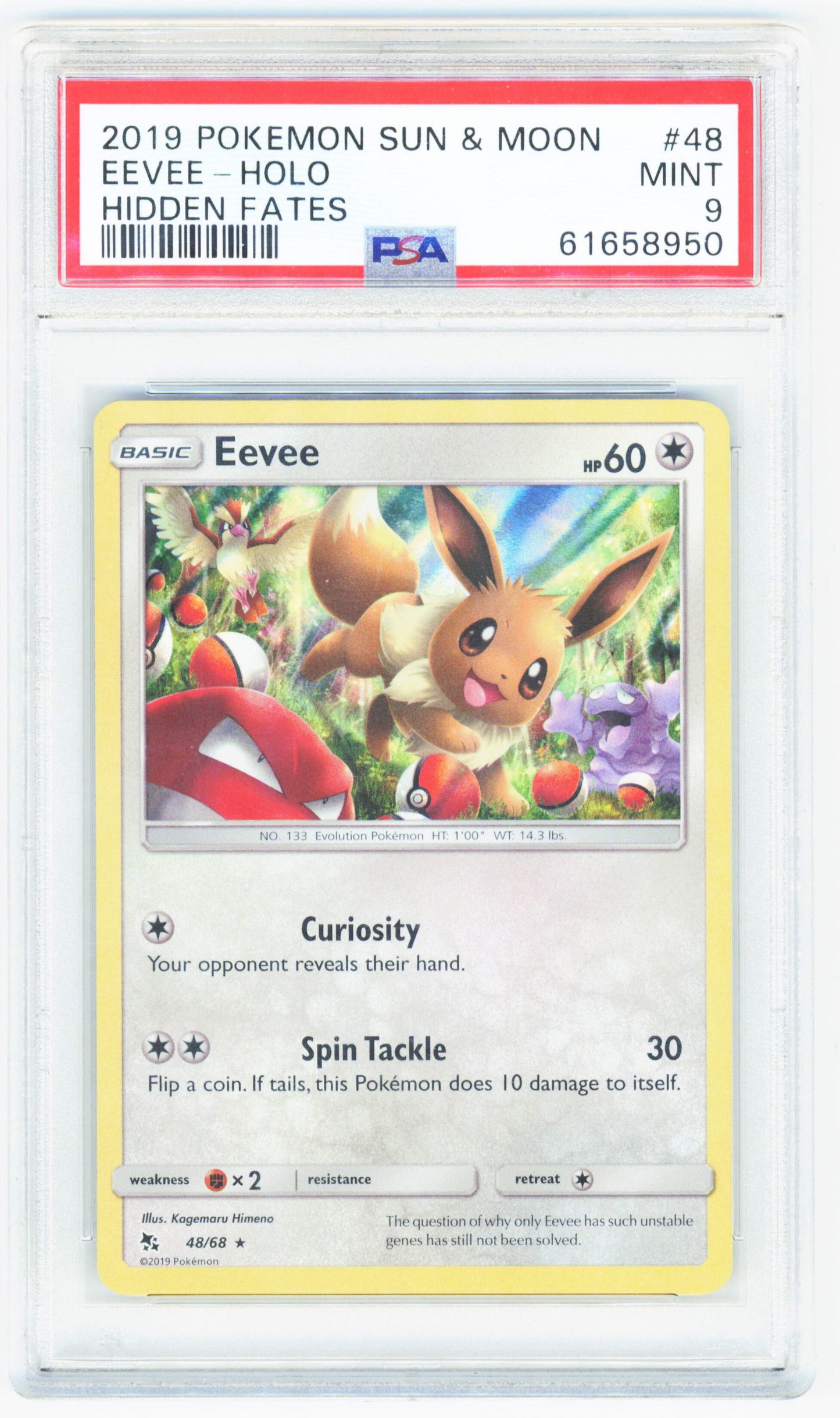 Pokemon Eevee 48/68 Holo 2019 Hidden Fates PSA 9