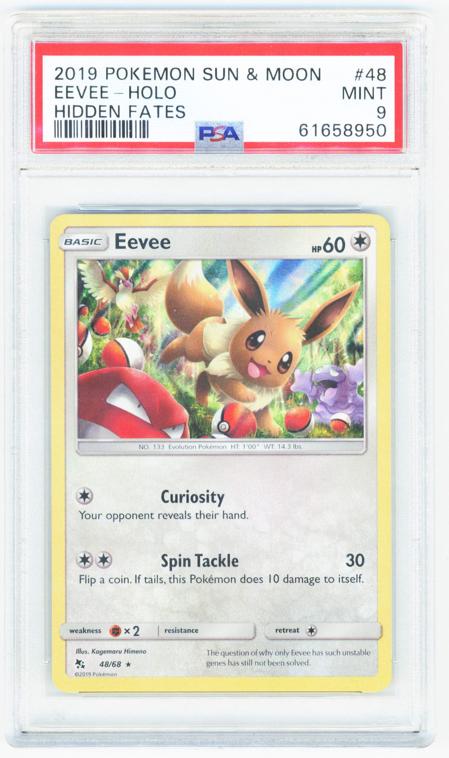 Pokemon Eevee 48/68 Holo 2019 Hidden Fates PSA 9