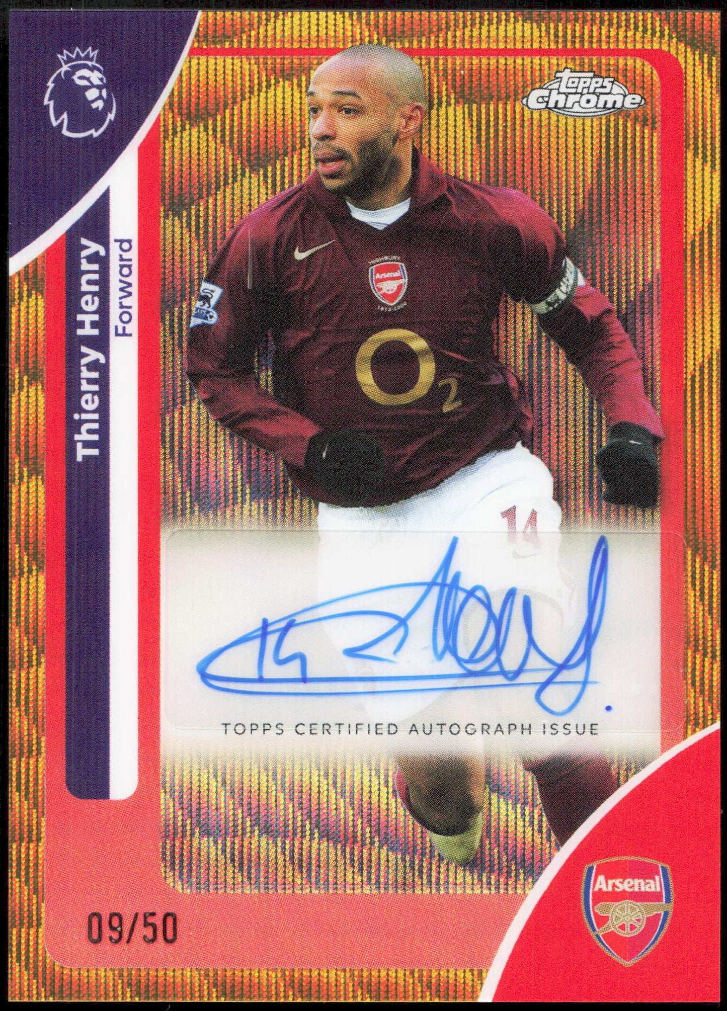 Topps Thierry Henry 09/50 Autograph Gold Wave CA-TH Chrome Premier League 2026