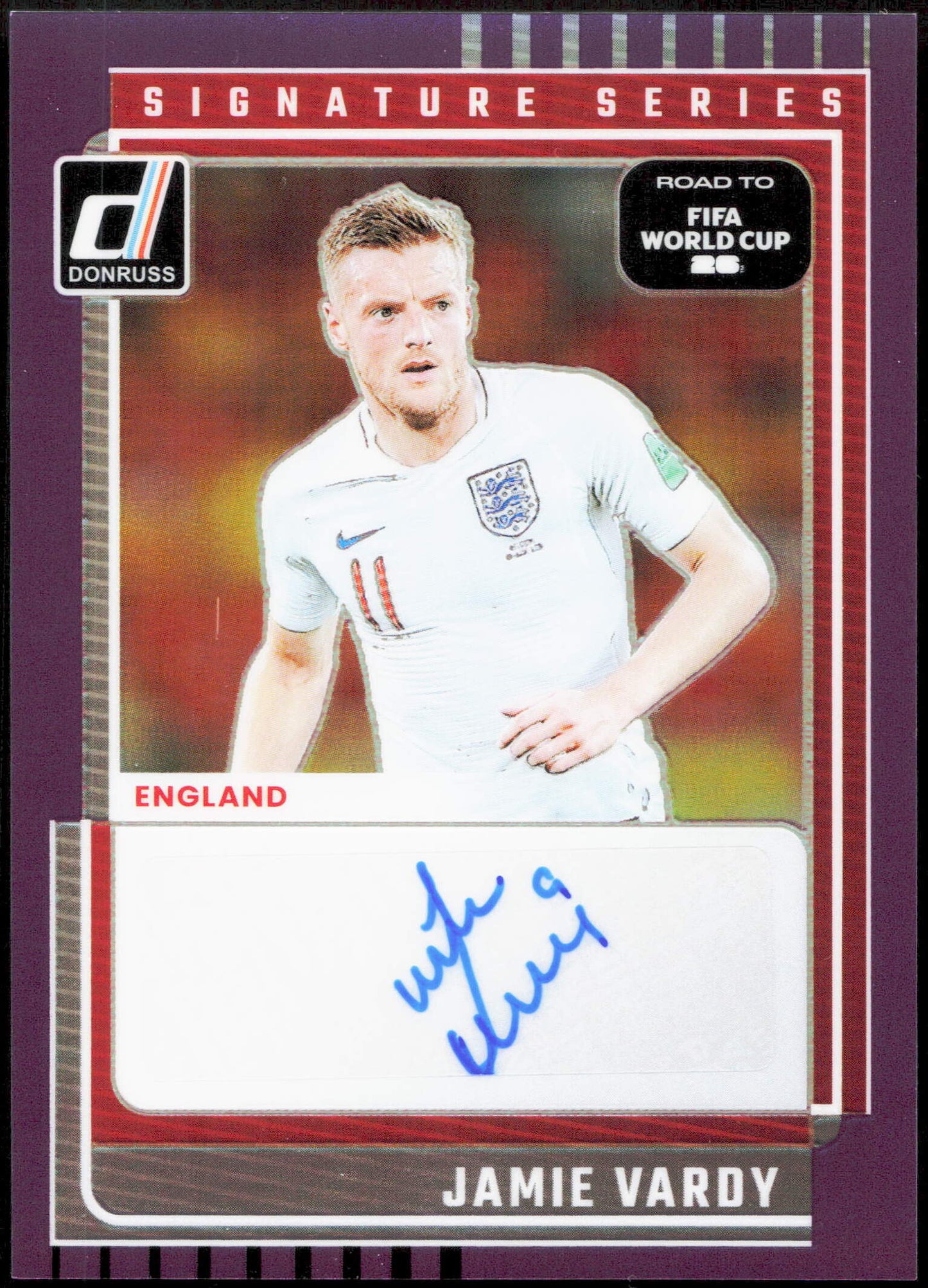 Panini Jamie Vardy Autograph 29/99 Purple Signature Series Donruss Road To The World Cup 2026