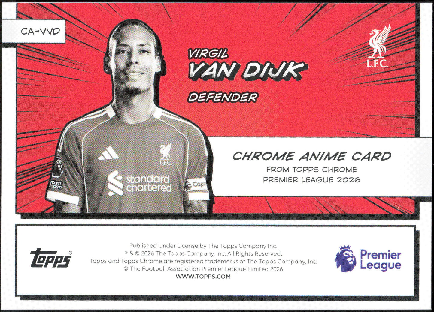 Topps Virgil Van Dijk Anime CA-VVD Chrome Premier League 2026