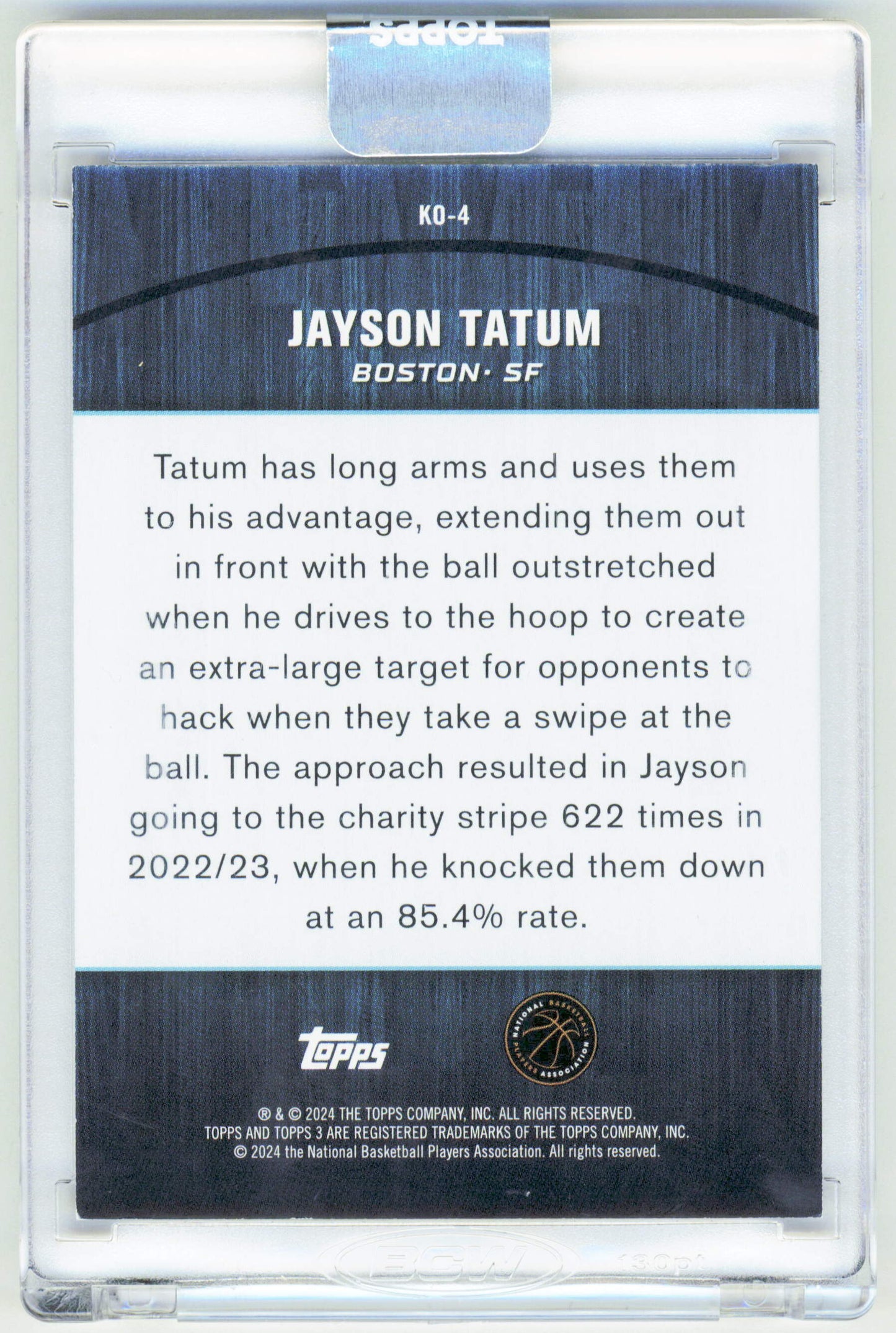 Topps Jayson Tatum 05/15 Blue Knockout K0-4 2024 Three Basketball