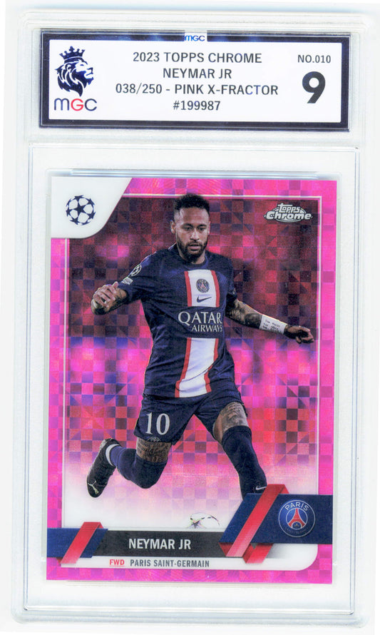 Topps Neymar Jr 038/250 Pink X-Fractor 2022-23 Chrome Uefa Club Competitions MGC 9