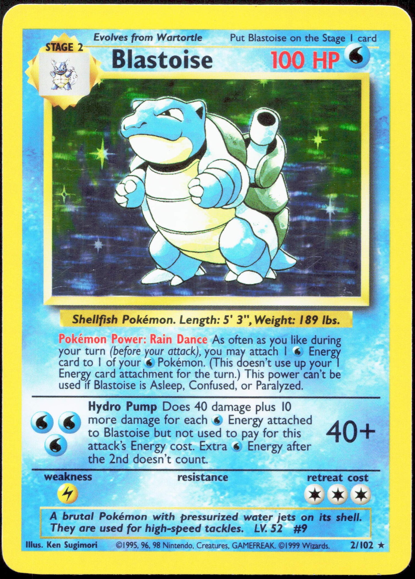 Pokemon Blastoise 2/102 Holo 1999 Base Set