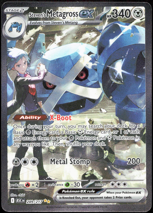 Pokemon Steven's Metagross EX 289/217 Special Illustration Rare 2026 Ascended Heroes