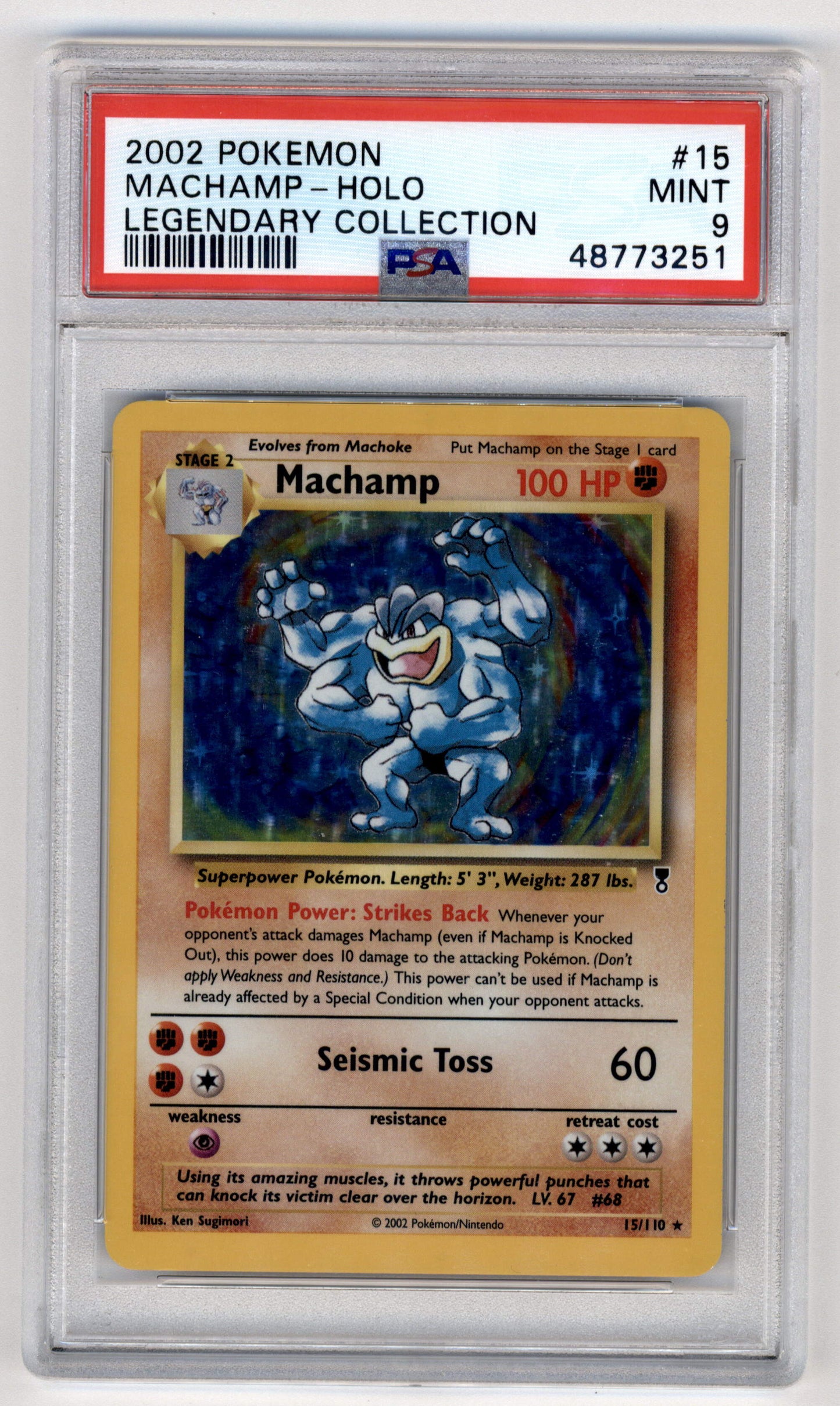 Pokemon Machamp 15/110 Holo 2002 Legendary Collection PSA 9