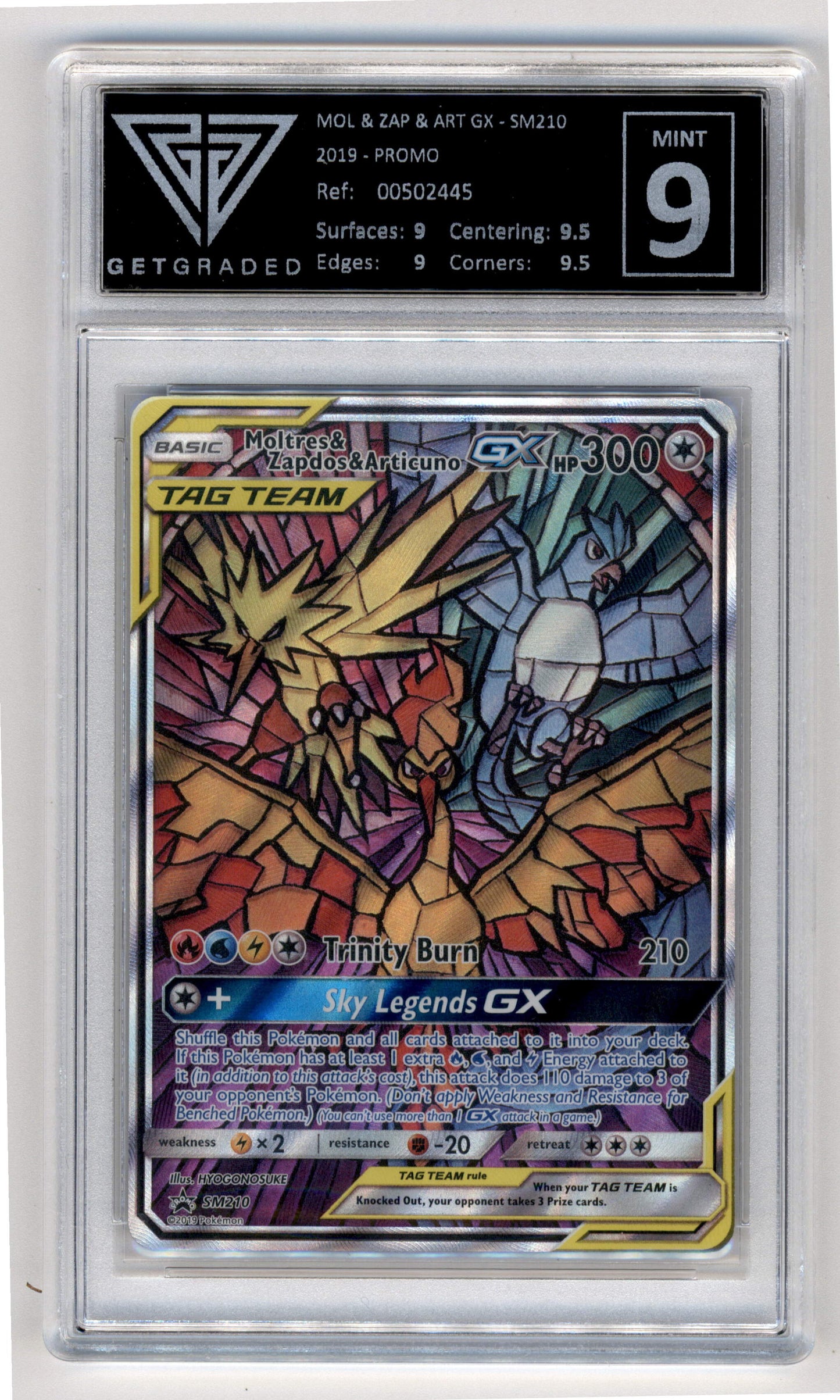 Pokemon Moltres & Zapdos & Articuno GX SM210 Full Art 2019 Black Star Promo GetGraded 9