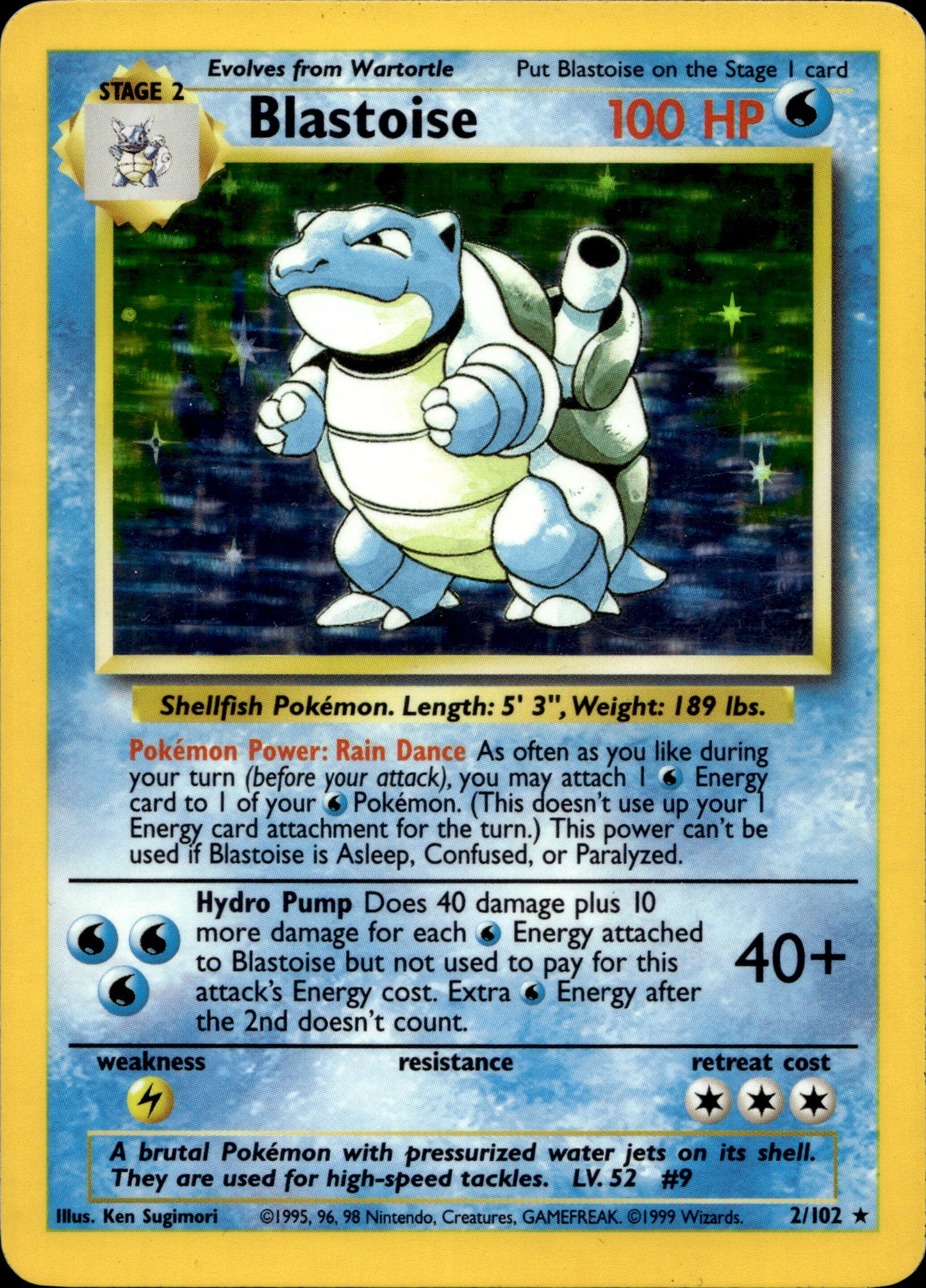 Pokemon Blastoise 2/102 Holo 1999 Base Set