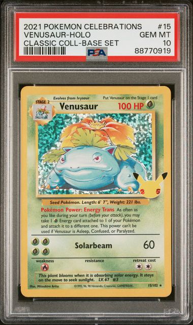 Pokemon Venusaur 15/102 Holo 2021 Celebrations Classic Collection PSA 10