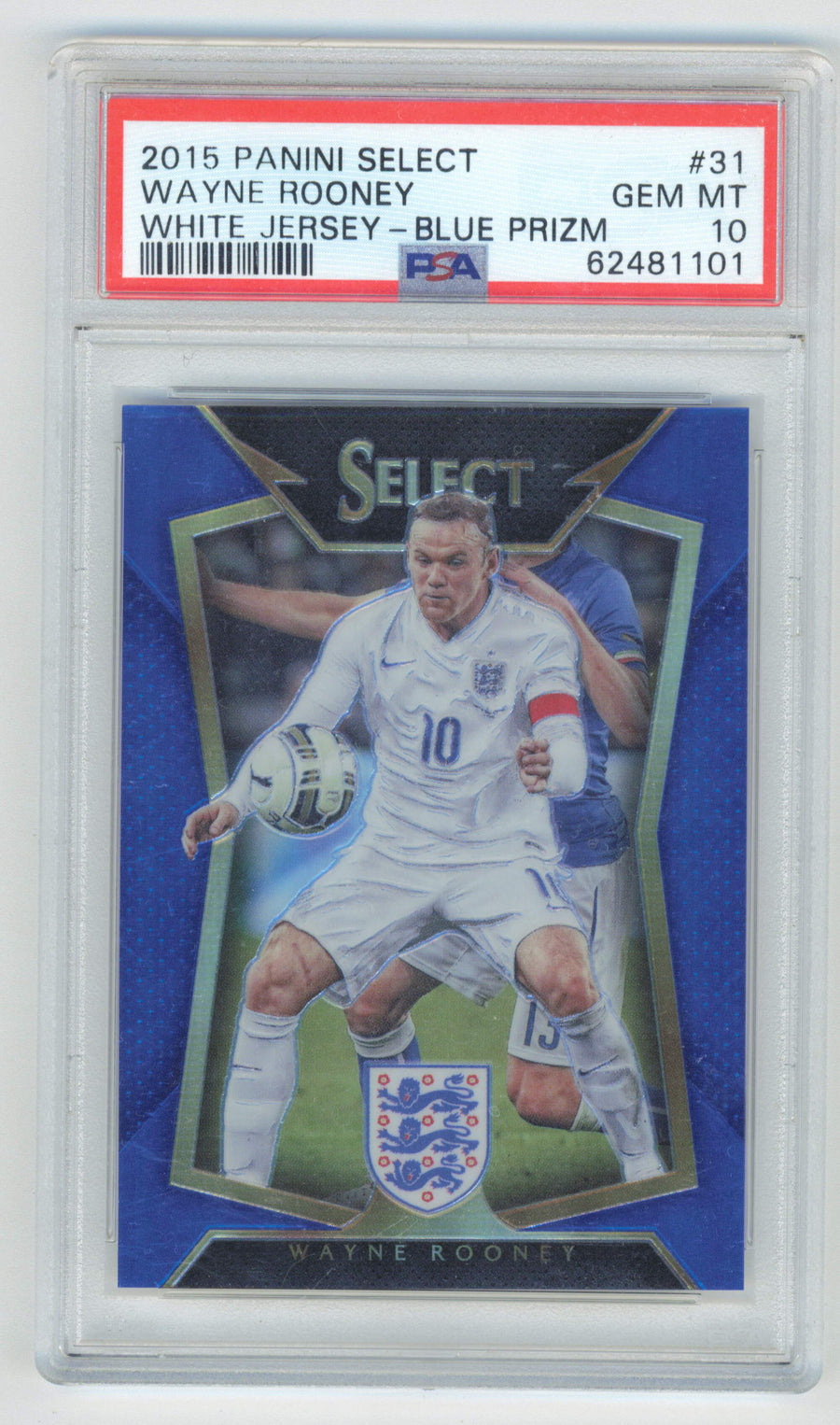Panini Wayne Rooney White Jersey Blue Prizm 151/299 2015 Select PSA 10