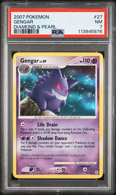 Pokemon Gengar 27/130 Non-Holo Rare 2007 Diamond & Pearl PSA 7