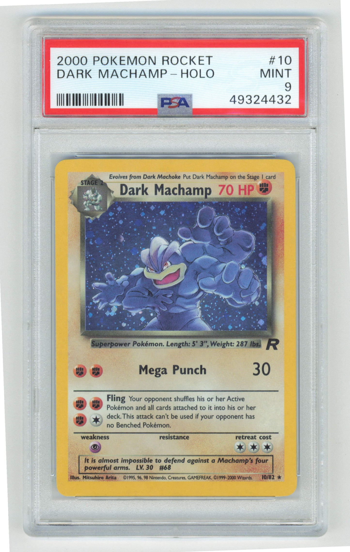 Pokemon Dark Machamp 10/82 Holo 2000 Team Rocket PSA 9