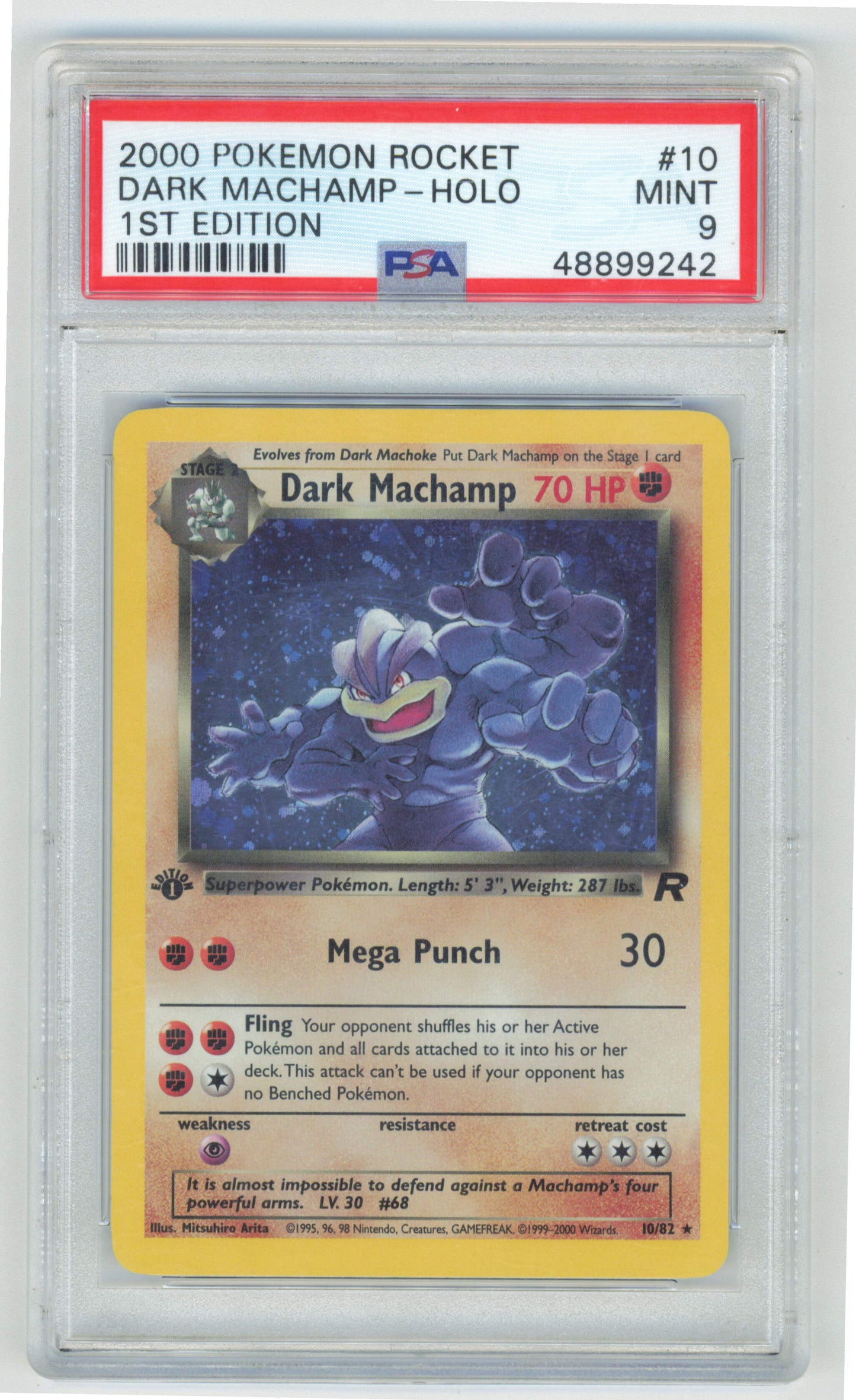 Pokemon Dark Machamp 10/82 Holo 1st Edition 2000 Team Rocket PSA 9