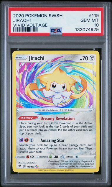 Pokemon Jirachi 119/185 Amazing Rare 2020 Vivid Voltage PSA 10
