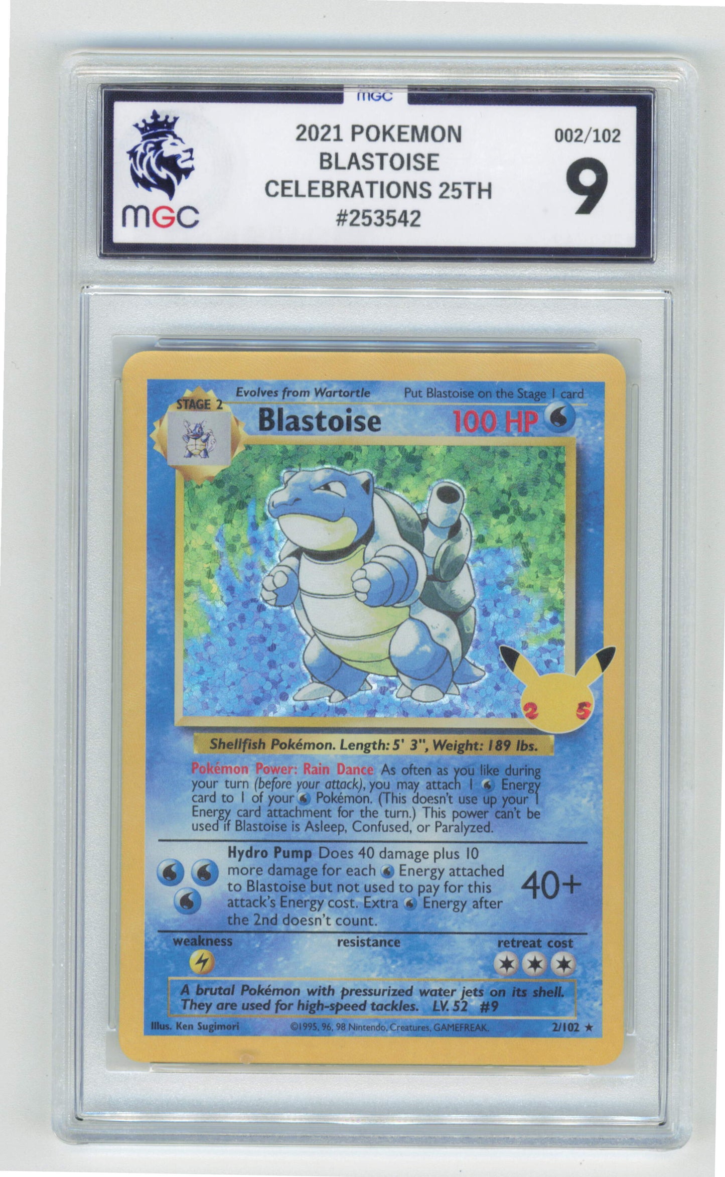 Pokemon Blastoise 2/102 Holo 2021 Celebrations MGC 9