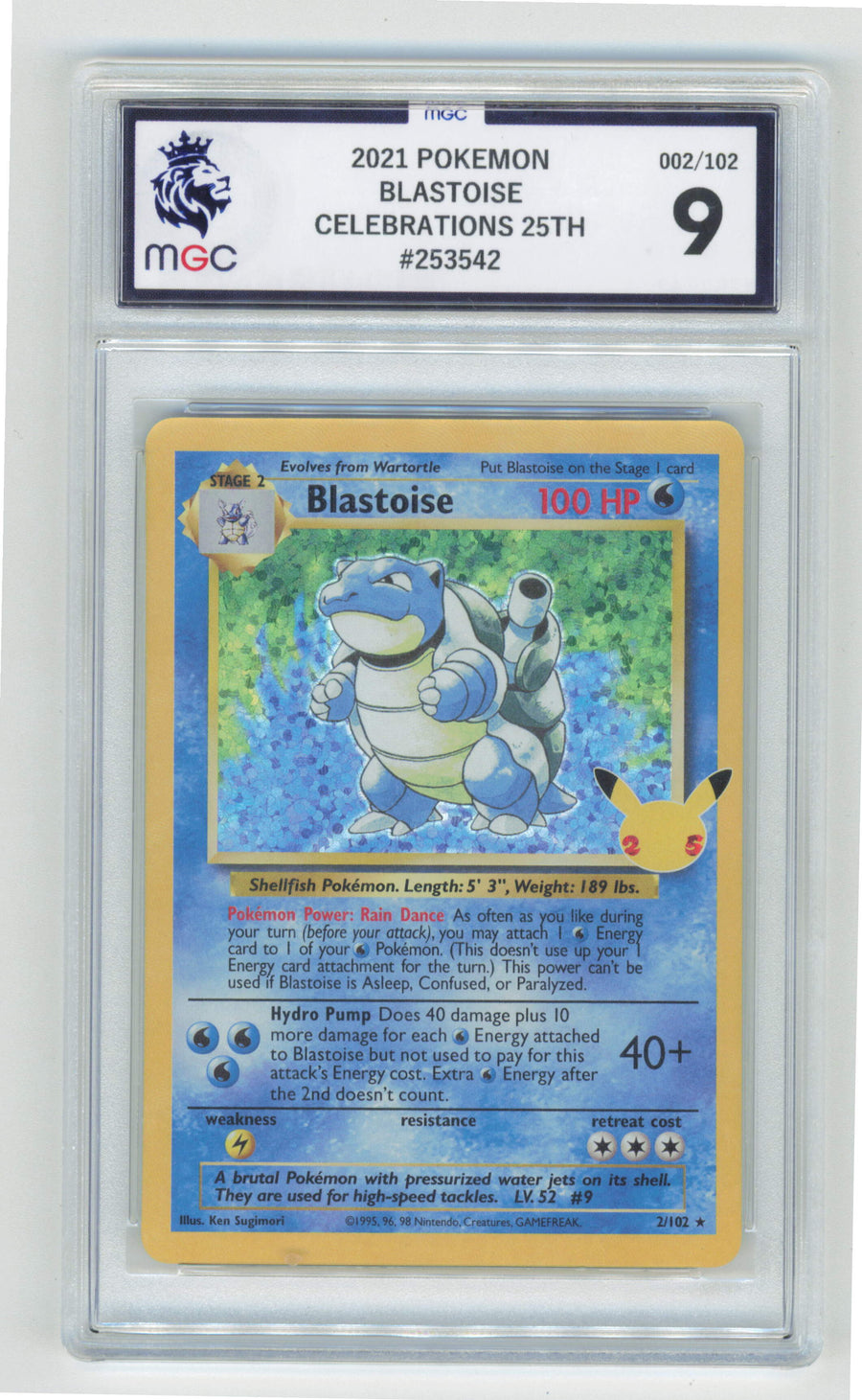 Pokemon Blastoise 2/102 Holo 2021 Celebrations MGC 9