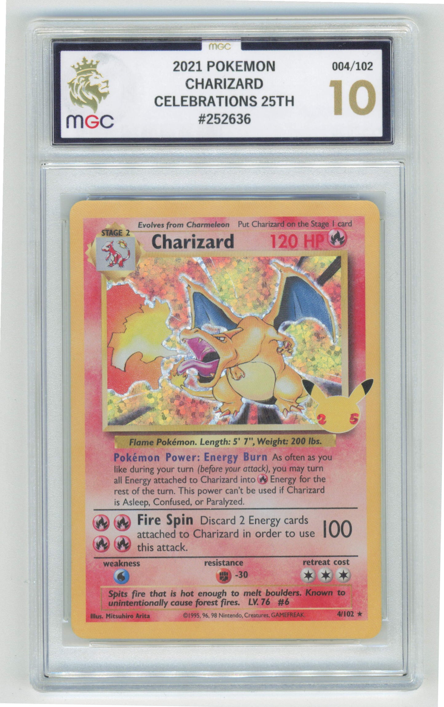 Pokemon Charizard 4/102 Holo 2021 Celebrations MGC 10