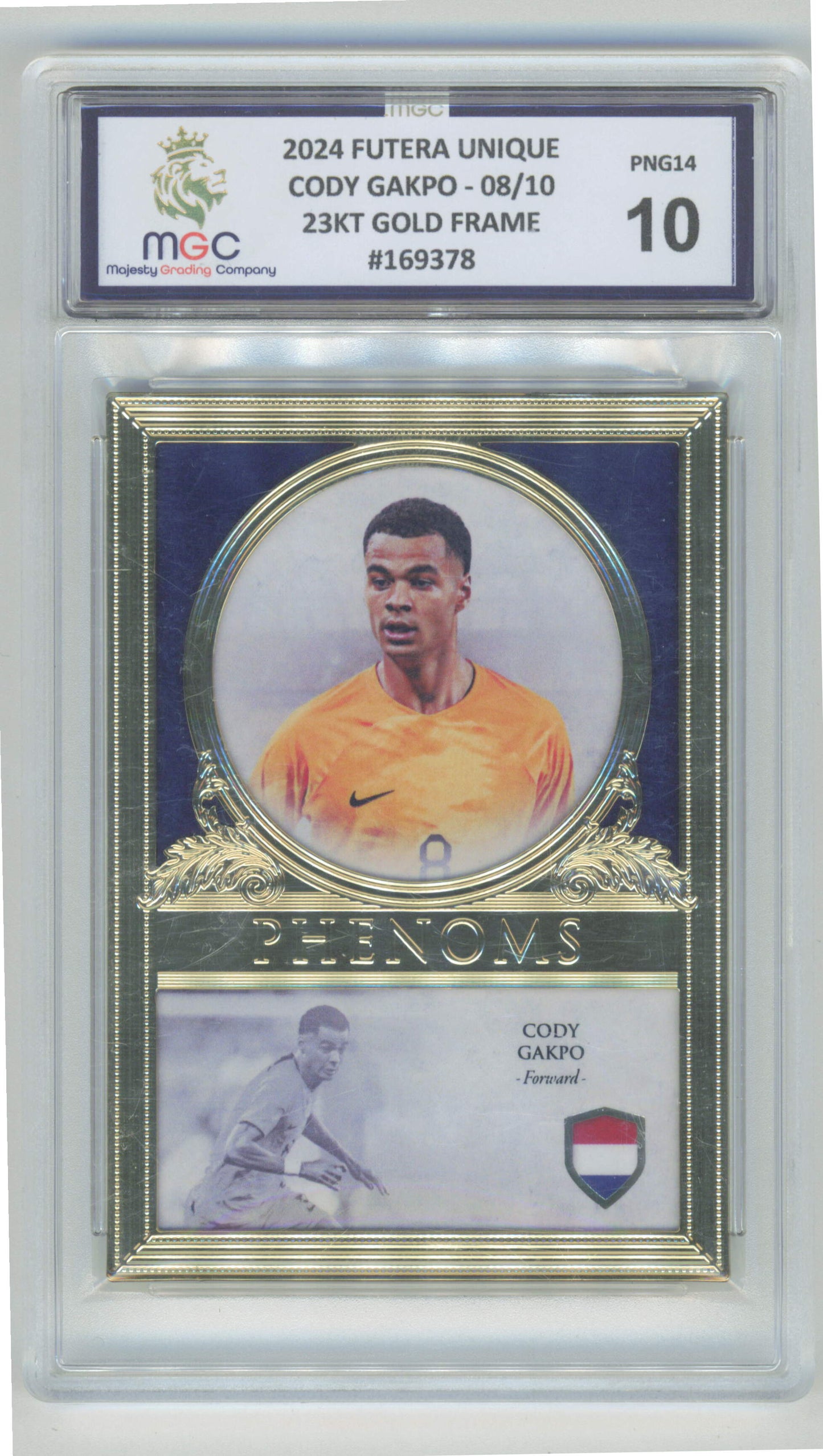 Futera Cody Gakpo 23KT Gold Frame 08/10 PNG14 2024 Unique MGC 10