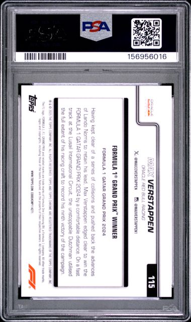 Topps Max Verstappen 03/10 Logofractor Black #115 2025 Chrome Formula 1 Logofractor PSA 10