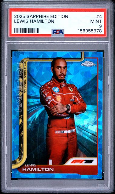 Topps Lewis Hamilton Sapphire #4 2025 Chrome Formula 1 Sapphire PSA 9
