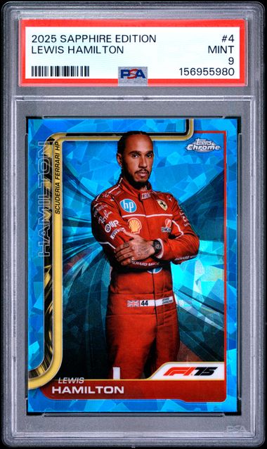Topps Lewis Hamilton Sapphire #4 2025 Chrome Formula 1 Sapphire PSA 9