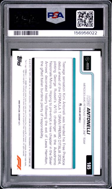 Topps Kimi Antonelli RC 35/75 Yellow Logofractor 2025 Chrome Formula 1 Logofractor PSA 9