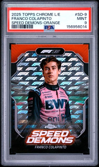Topps Franco Colapinto 05/25 Logofractor Speed Demons Orange #SD-9 2025 Chrome Formula 1 Logofractor PSA 9