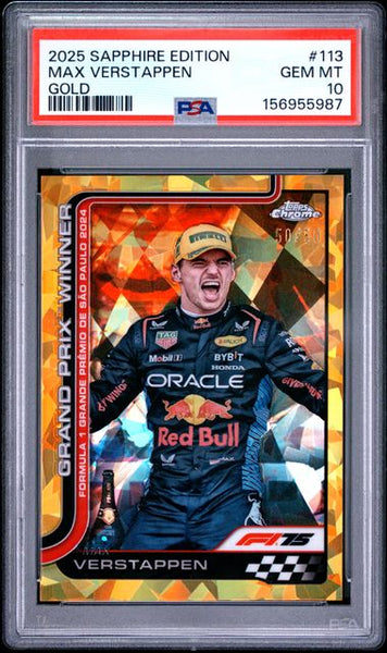Topps Max Verstappen 50/50 Gold Sapphire #113 2025 Chrome Formula 1 Sa