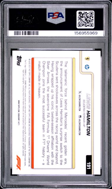 Topps Lewis Hamilton On The Move Sapphire #191 2025 Chrome Formula 1 Sapphire PSA 10