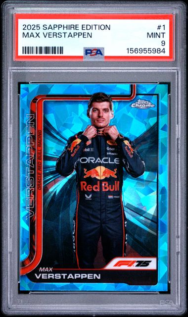 Topps Max Verstappen Sapphire #1 2025 Chrome Formula 1 Sapphire PSA 9