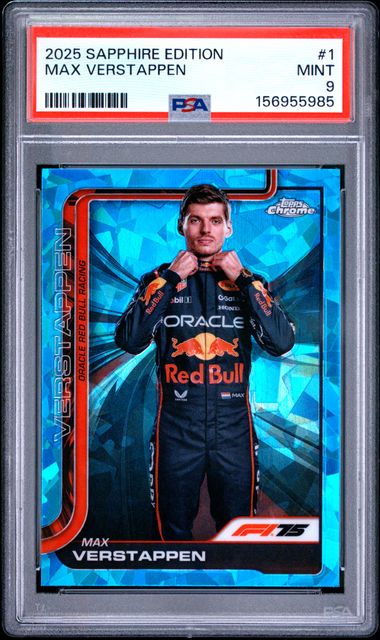 Topps Max Verstappen Sapphire #1 2025 Chrome Formula 1 Sapphire PSA 9
