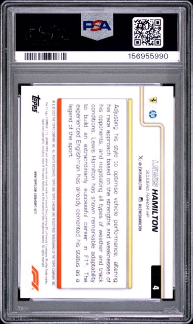 Topps Lewis Hamilton 48/75 Logofractor Yellow #4 2025 Chrome Formula 1 Logofractor PSA 8