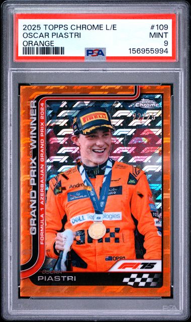 Topps Oscar Piastri 22/25 Logofractor Orange #109 2025 Chrome Formula 1 Logofractor PSA 9