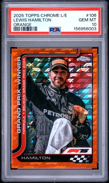 Topps Lewis Hamilton 20/25 Logofractor Orange # 1062025 Chrome Formula 1 Logofractor PSA 10