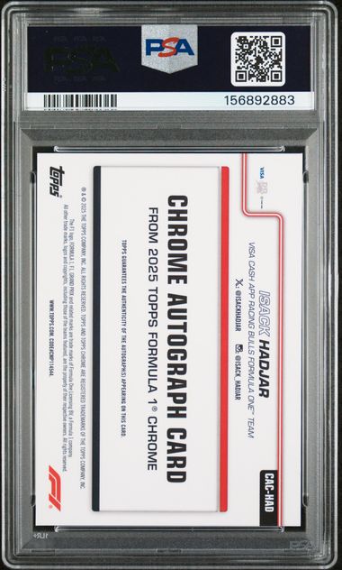 Topps Isack Hadjar RC Chrome Autograph #CAC-HAD 2025 Chrome Formula 1 PSA 9