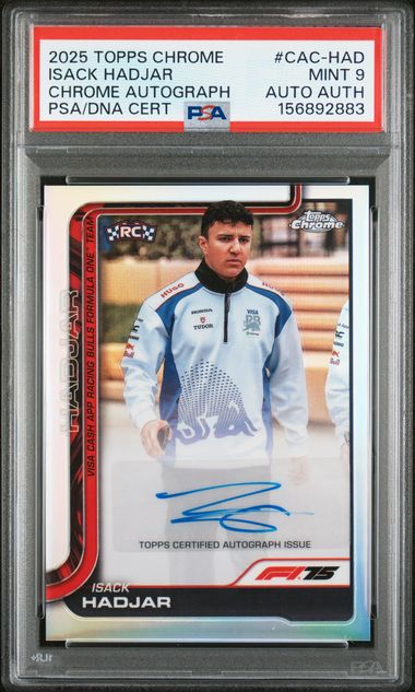 Topps Isack Hadjar RC Chrome Autograph #CAC-HAD 2025 Chrome Formula 1 PSA 9