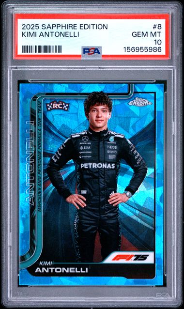 Topps Kimi Antonelli RC Sapphire #8 2025 Chrome Formula 1 Sapphire PSA 10