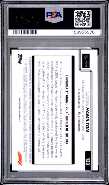 Topps Lewis Hamilton 52/75 Yellow Sapphire #133 2025 Chrome Formula 1 Sapphire PSA 9
