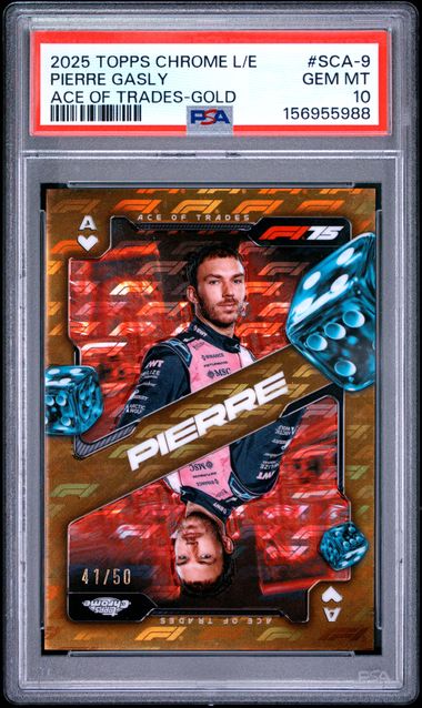 Topps Pierre Gasly 47/50 Logofractor Ace Of Trades Gold #SCA-9 2025 Chrome Formula 1 Logofractor PSA 10
