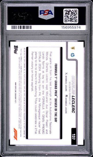 Topps Charles Leclerc 21/50 Gold Sapphire #137 2025 Chrome Formula 1 Sapphire PSA 10