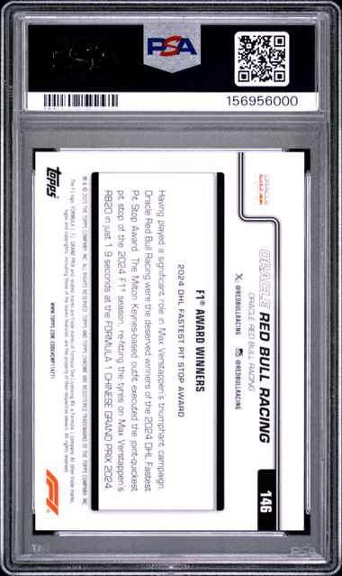 Topps Oracle RB Racing 33/50 Gold Logofractor #146 2025 Chrome Logofractor Formula 1 PSA 10