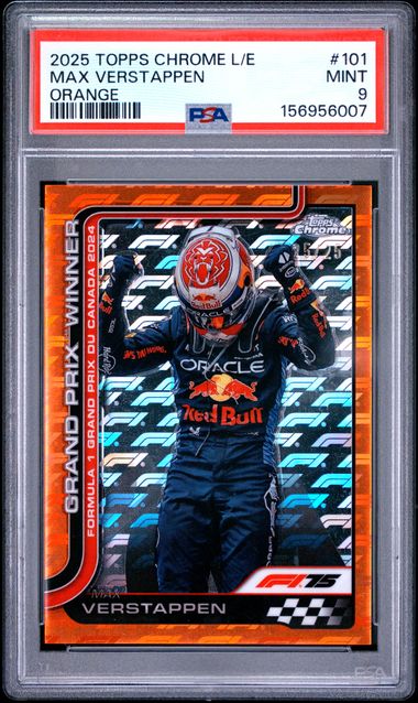 Topps Max Verstappen Orange 25/25 Logofractor 2025 Chrome Formula 1 Logofractor PSA 9
