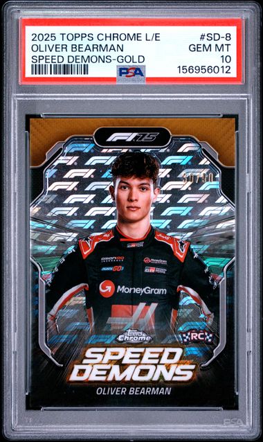 Topps Oliver Bearman 30/50 Logofractor Speed Demonds Gold #SD-8 2025 Chrome Formula 1 Logofractor PSA 10