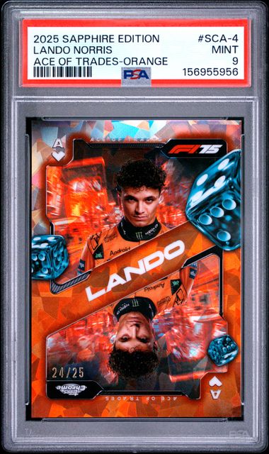Topps Lando Norris 24/25 Sapphire Ace Of Trades Orange #SCA-4 2025 Chrome Formula 1 Sapphire PSA 9