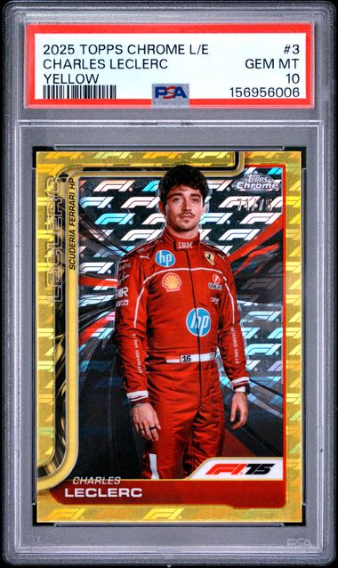 Topps Charles Leclerc 71/75 Logofractor Yellow #3 2025 Chrome Formula 1 Logofractor PSA 10